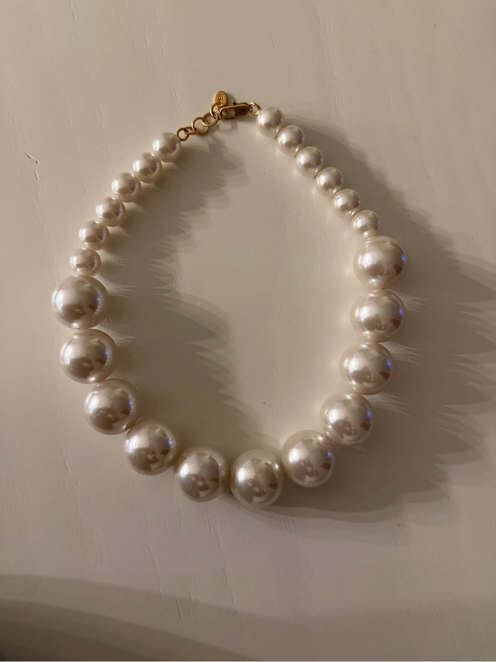 Zara Graduated Faux Pearl Necklace White & Gold